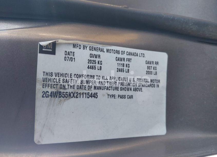 Photo 9 of 2002 Buick Regal LS (VIN 2G4WB55KX21115445)