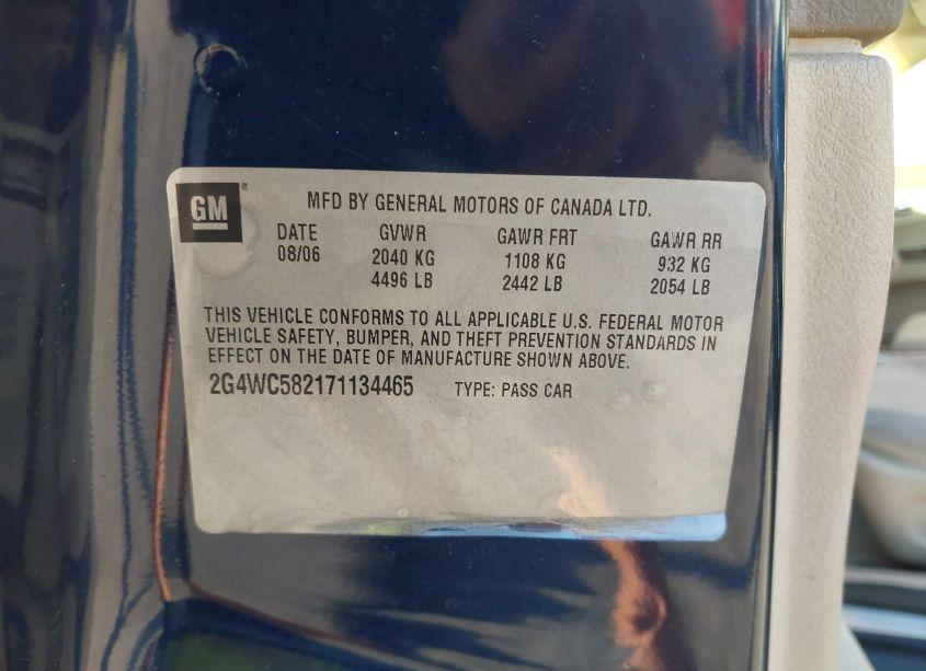 Photo 9 of 2007 Buick Lacrosse CX (VIN 2G4WC582171134465)