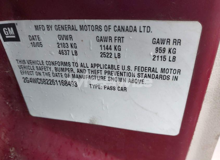 Photo 9 of 2006 Buick Lacrosse CX (VIN 2G4WC582261168493)