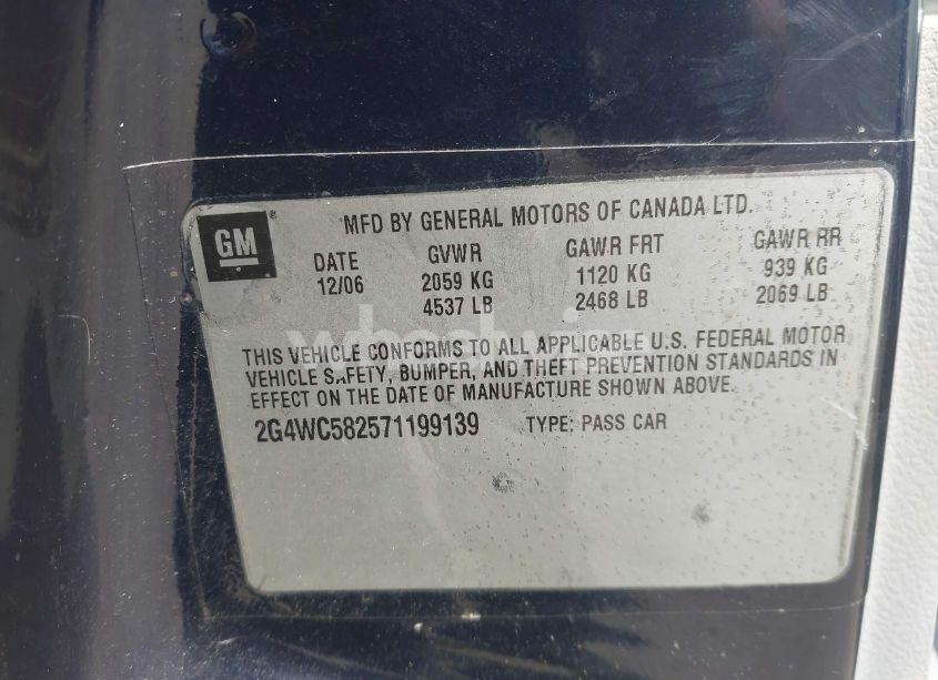 Photo 9 of 2007 Buick Lacrosse CX (VIN 2G4WC582571199139)