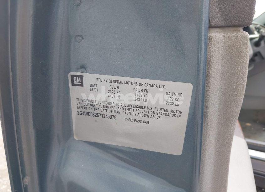 Photo 9 of 2007 Buick Lacrosse CX (VIN 2G4WC582671245979)