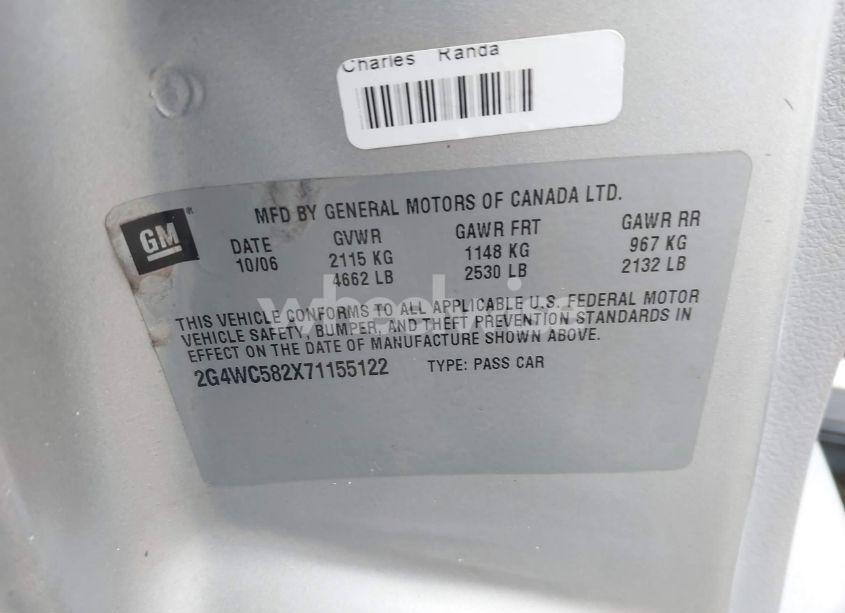 Photo 9 of 2007 Buick Lacrosse CX (VIN 2G4WC582X71155122)