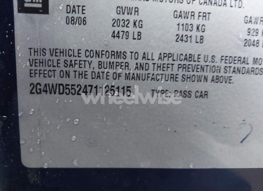 Photo 9 of 2007 Buick Lacrosse CXL (VIN 2G4WD552471125115)