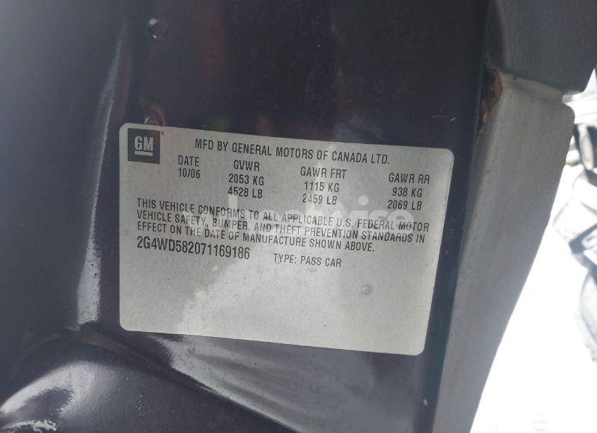 Photo 9 of 2007 Buick Lacrosse CXL (VIN 2G4WD582071169186)