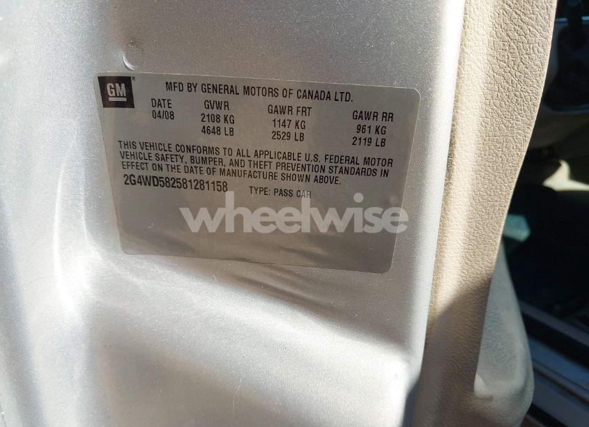 Photo 9 of 2008 Buick Lacrosse CXL (VIN 2G4WD582581281158)