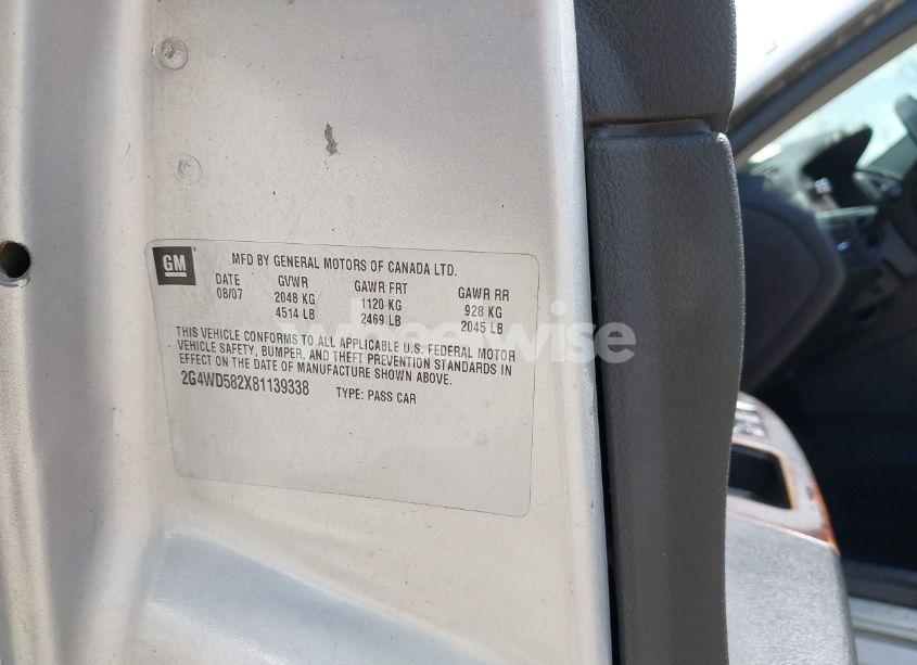 Photo 9 of 2008 Buick Lacrosse CXL (VIN 2G4WD582X81139338)