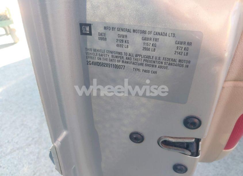 Photo 9 of 2009 Buick Lacrosse CXL (VIN 2G4WD582X91109077)