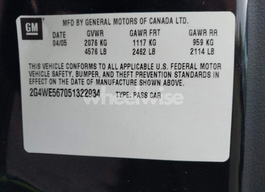 Photo 9 of 2005 Buick Lacrosse CXS (VIN 2G4WE567051322934)