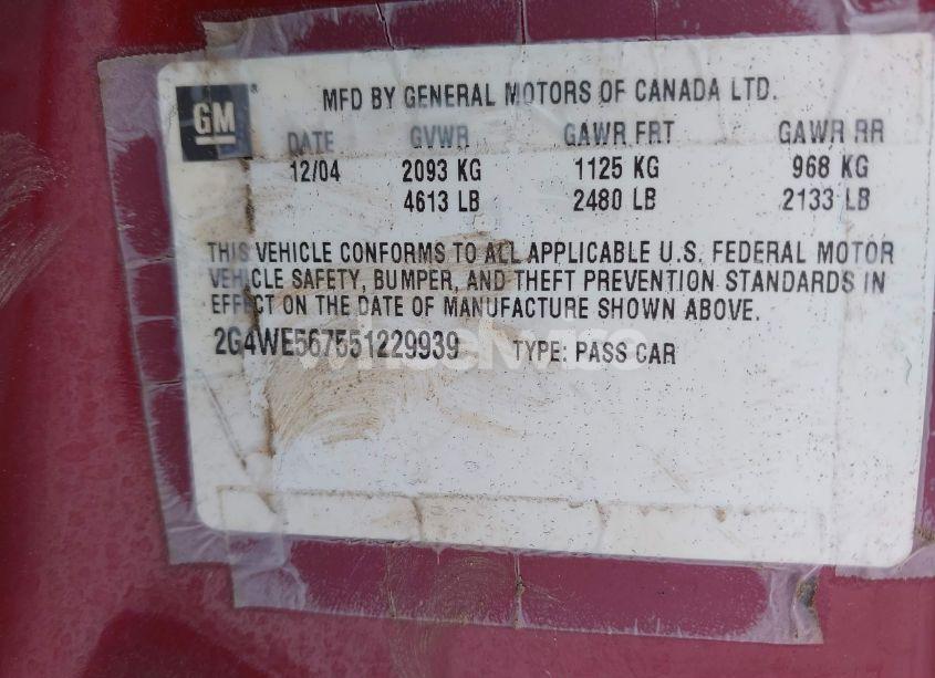 Photo 9 of 2005 Buick Lacrosse CXS (VIN 2G4WE567551229939)