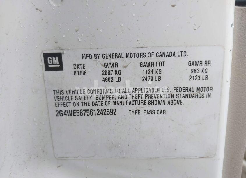 Photo 9 of 2006 Buick Lacrosse CXS (VIN 2G4WE587561242592)