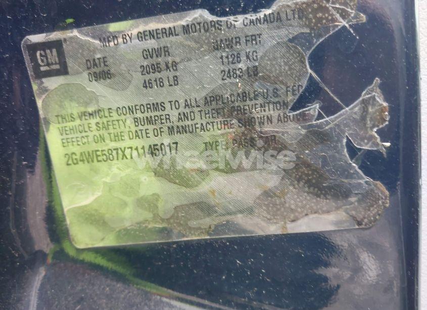 Photo 9 of 2007 Buick Lacrosse CXS (VIN 2G4WE587X71145017)