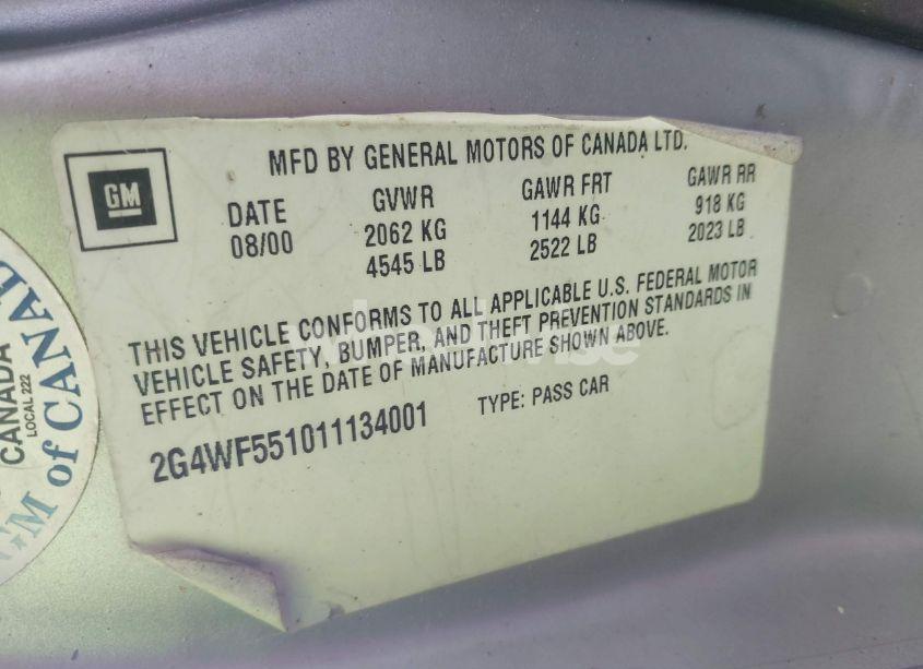 Photo 9 of 2001 Buick Regal GS (VIN 2G4WF551011134001)