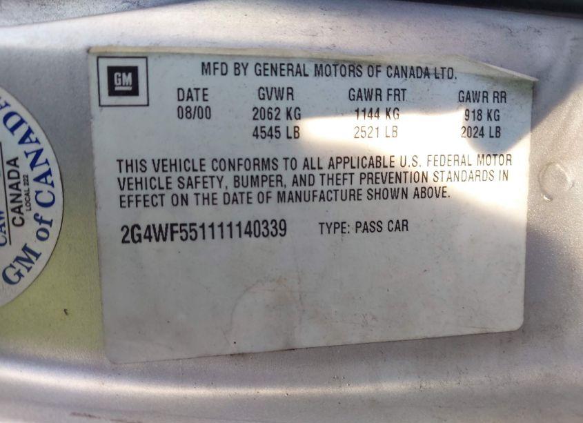 Photo 9 of 2001 Buick Regal GS (VIN 2G4WF551111140339)