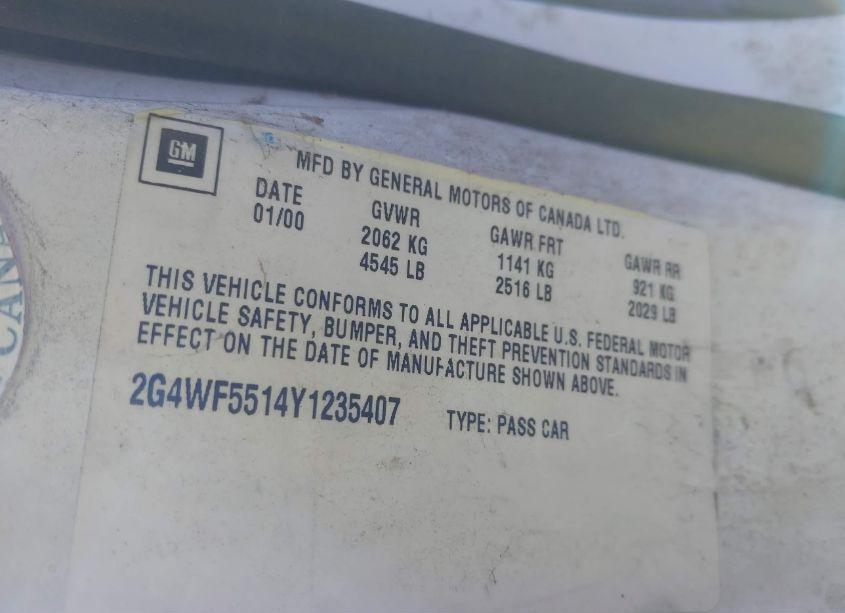 Photo 9 of 2000 Buick Regal GS (VIN 2G4WF5514Y1235407)