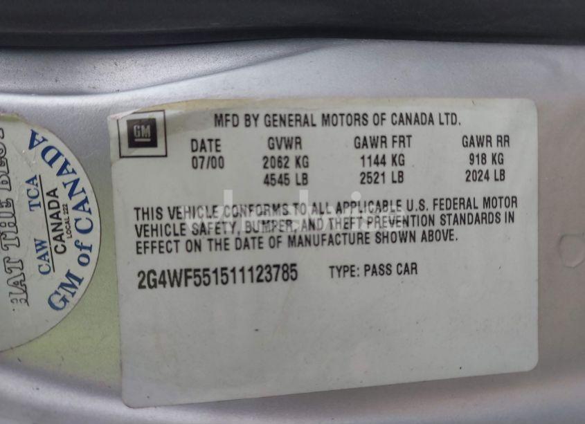 Photo 9 of 2001 Buick Regal GS (VIN 2G4WF551511123785)