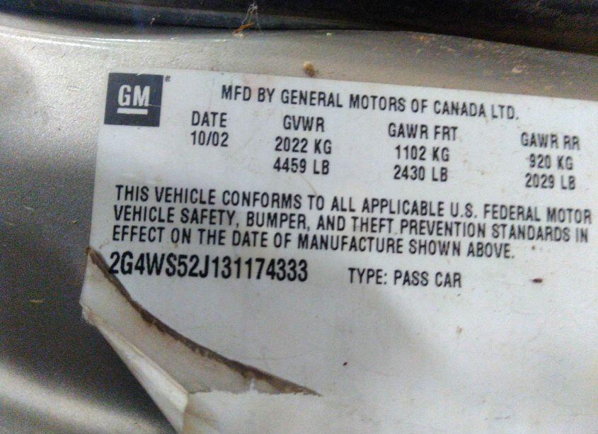 Photo 9 of 2003 Buick Century CUSTOM (VIN 2G4WS52J131174333)