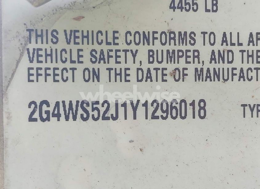 Photo 9 of 2000 Buick Century CUSTOM (VIN 2G4WS52J1Y1296018)