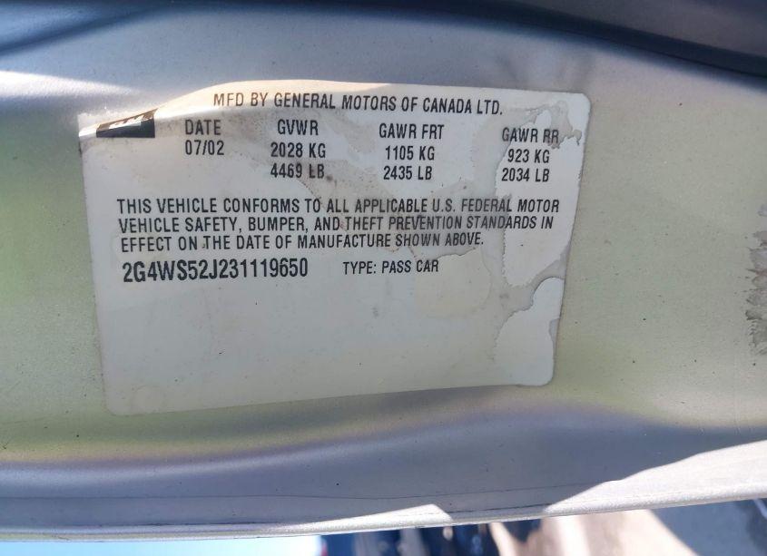 Photo 9 of 2003 Buick Century CUSTOM (VIN 2G4WS52J231119650)