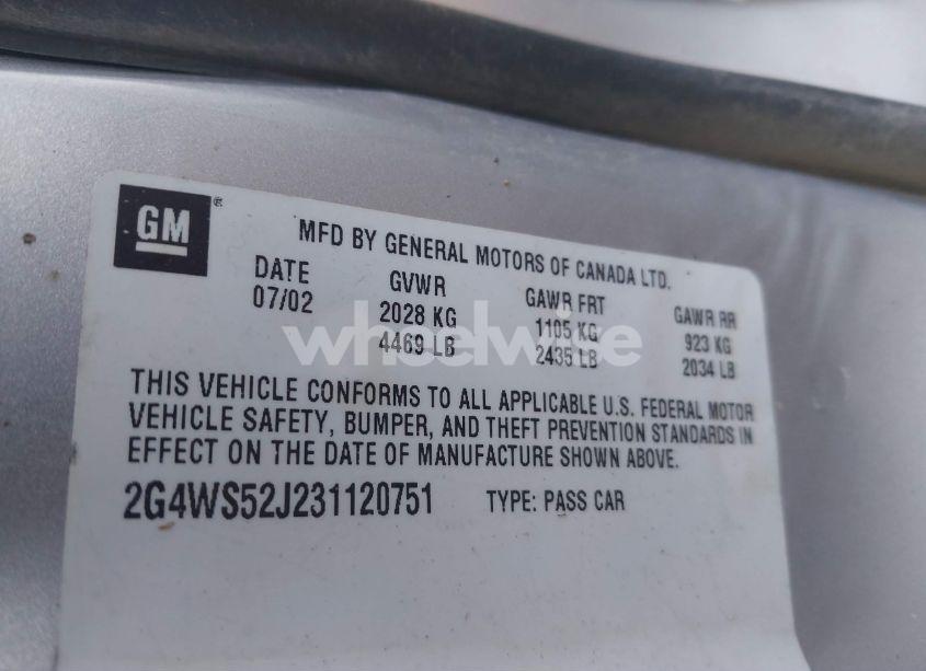 Photo 9 of 2003 Buick Century CUSTOM (VIN 2G4WS52J231120751)