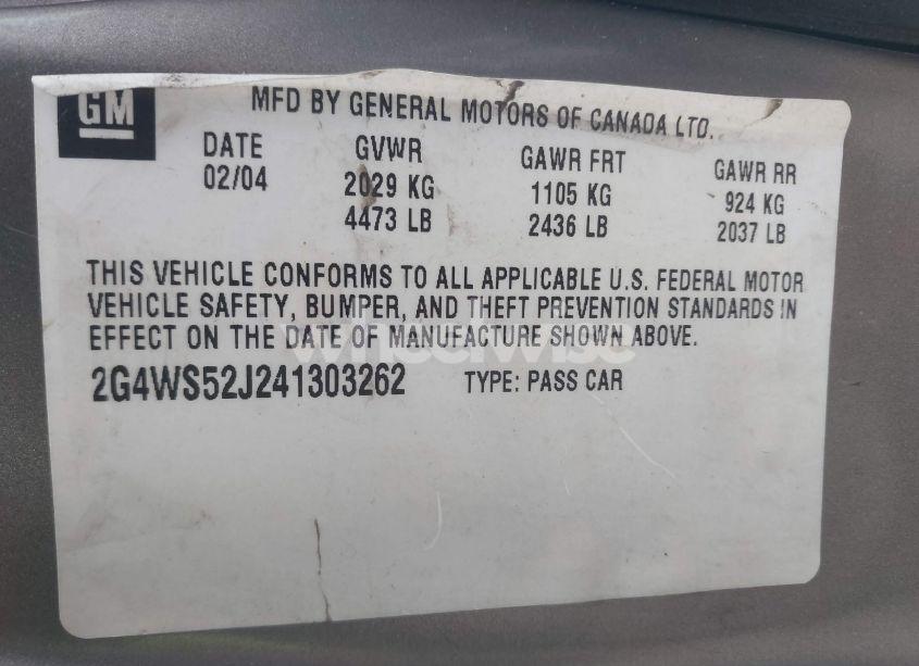 Photo 9 of 2004 Buick Century (VIN 2G4WS52J241303262)