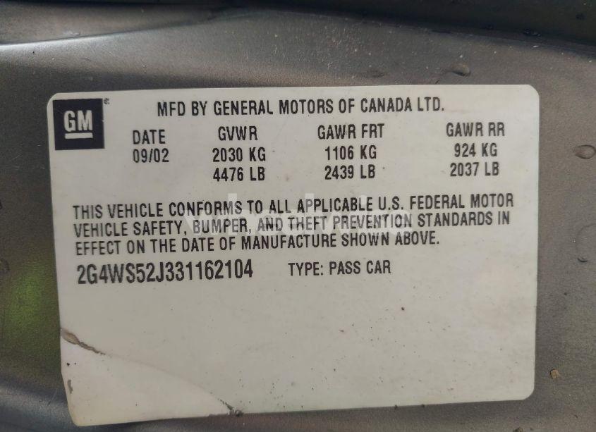 Photo 9 of 2003 Buick Century CUSTOM (VIN 2G4WS52J331162104)