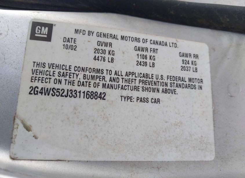 Photo 9 of 2003 Buick Century CUSTOM (VIN 2G4WS52J331168842)