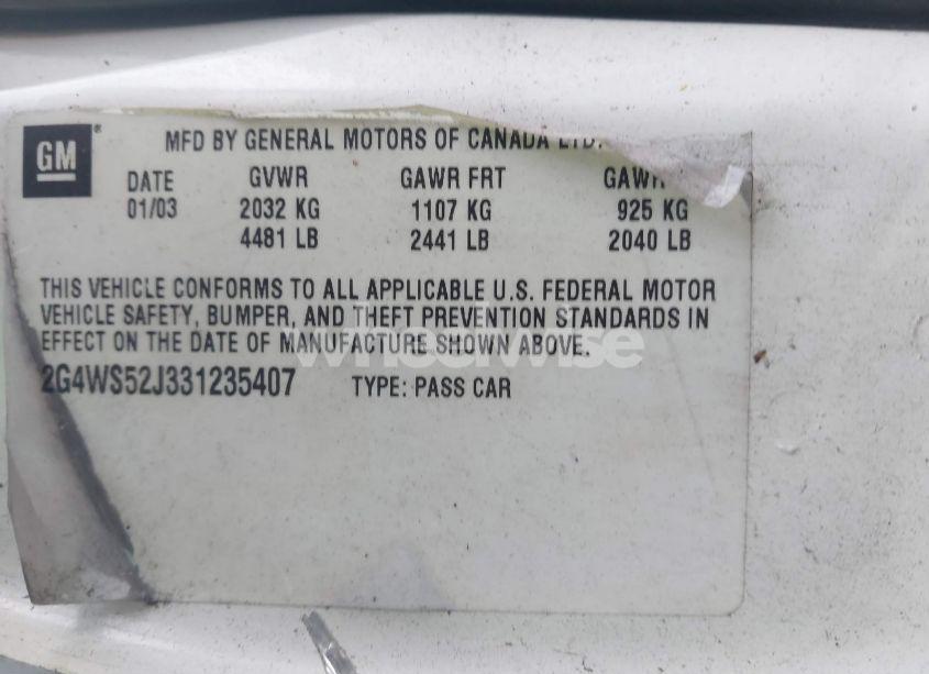 Photo 9 of 2003 Buick Century CUSTOM (VIN 2G4WS52J331235407)