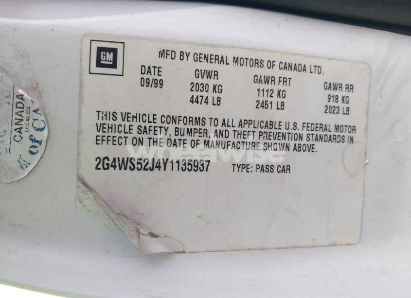 Photo 9 of 2000 Buick Century CUSTOM (VIN 2G4WS52J4Y1135937)