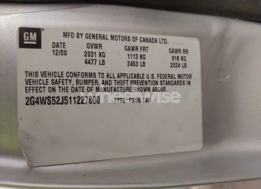 Photo 9 of 2001 Buick Century CUSTOM (VIN 2G4WS52J511227600)