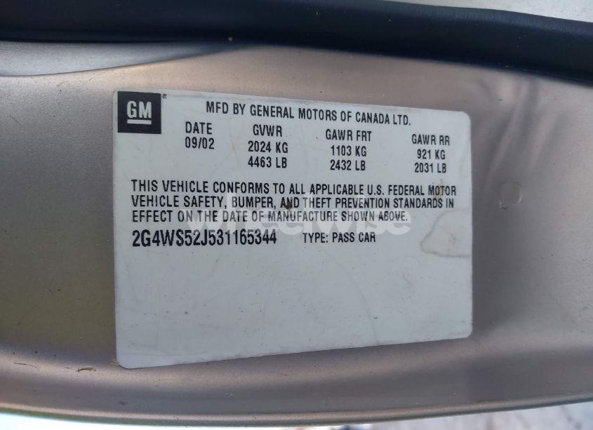 Photo 9 of 2003 Buick Century (VIN 2G4WS52J531165344)