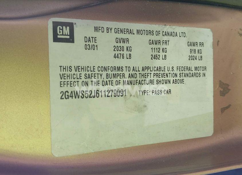 Photo 9 of 2001 Buick Century CUSTOM (VIN 2G4WS52J611279091)