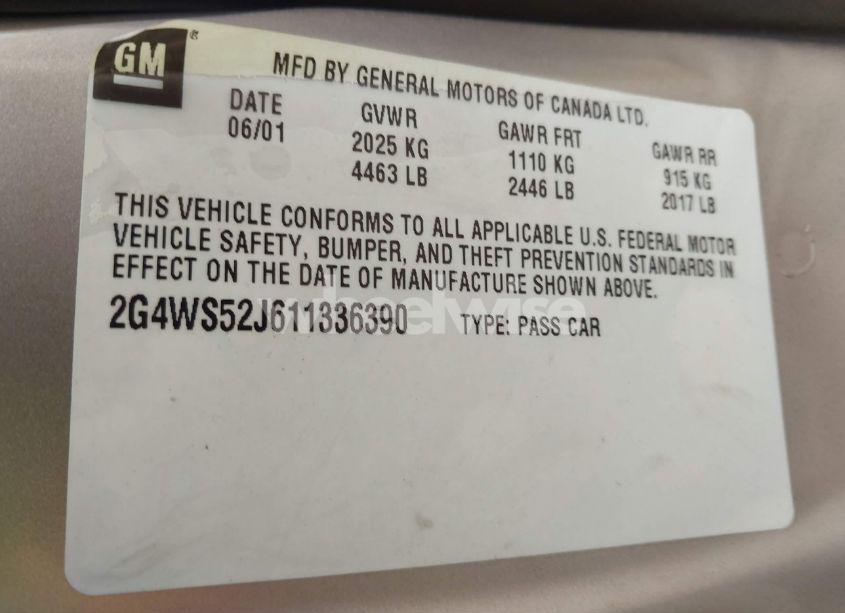 Photo 9 of 2001 Buick Century CUSTOM (VIN 2G4WS52J611336390)