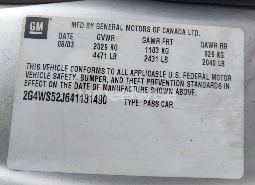 Photo 9 of 2004 Buick Century (VIN 2G4WS52J641181490)