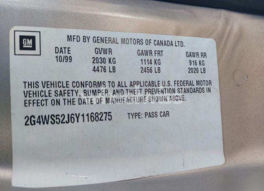 Photo 9 of 2000 Buick Century CUSTOM (VIN 2G4WS52J6Y1168275)