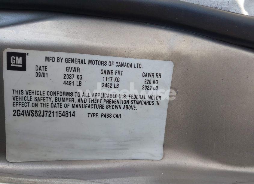 Photo 9 of 2002 Buick Century CUSTOM (VIN 2G4WS52J721154814)