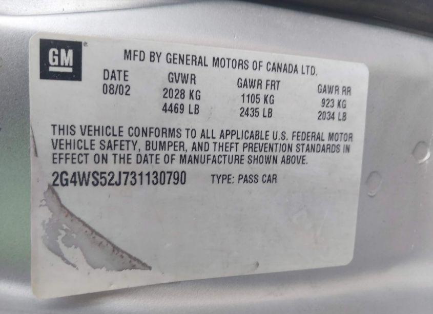 Photo 9 of 2003 Buick Century CUSTOM (VIN 2G4WS52J731130790)