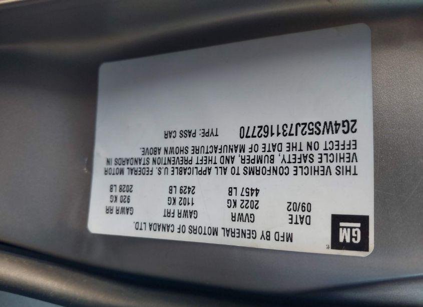 Photo 9 of 2003 Buick Century CUSTOM (VIN 2G4WS52J731162770)