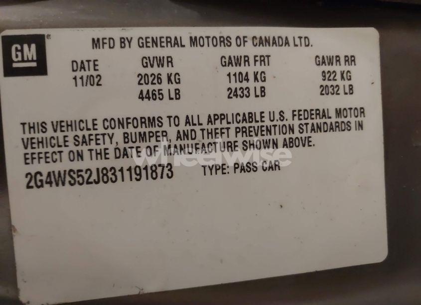 Photo 9 of 2003 Buick Century CUSTOM (VIN 2G4WS52J831191873)