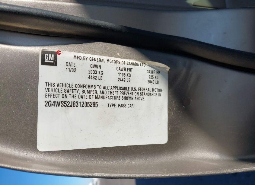 Photo 9 of 2003 Buick Century CUSTOM (VIN 2G4WS52J831205285)