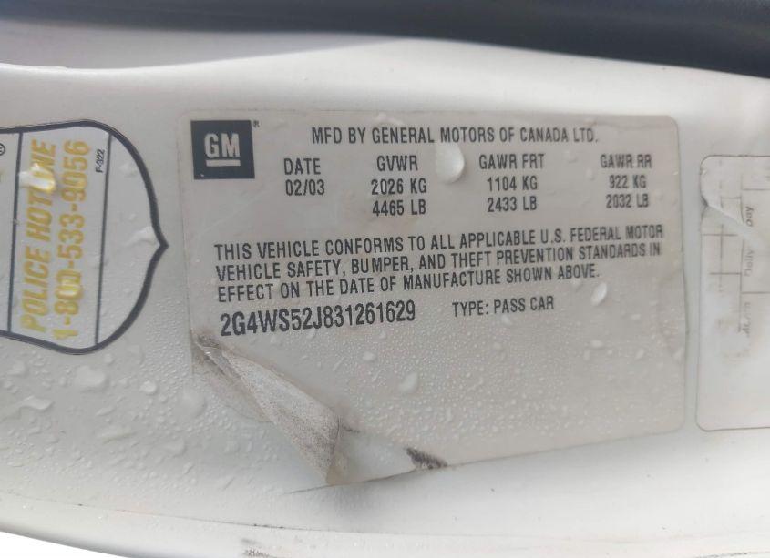 Photo 9 of 2003 Buick Century CUSTOM (VIN 2G4WS52J831261629)