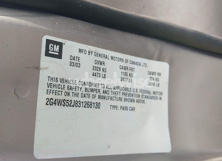 Photo 9 of 2003 Buick Century CUSTOM (VIN 2G4WS52J831268130)