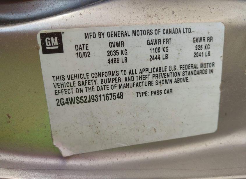 Photo 9 of 2003 Buick Century CUSTOM (VIN 2G4WS52J931167548)