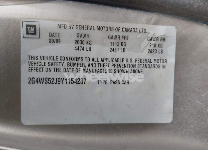 Photo 9 of 2000 Buick Century CUSTOM (VIN 2G4WS52J9Y1154287)