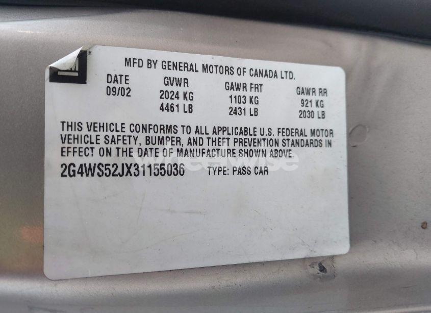 Photo 9 of 2003 Buick Century CUSTOM (VIN 2G4WS52JX31155036)