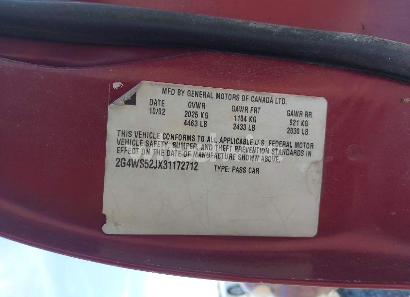 Photo 9 of 2003 Buick Century CUSTOM (VIN 2G4WS52JX31172712)