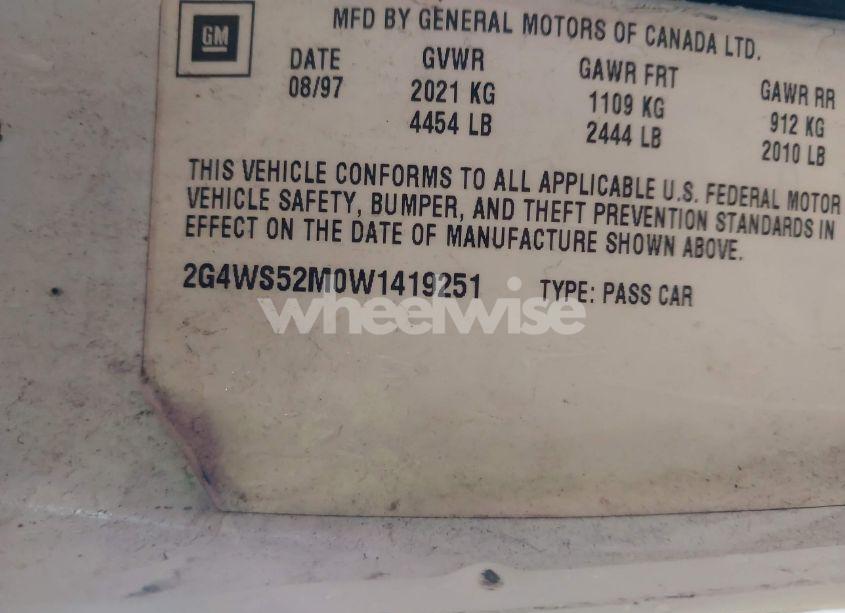 Photo 9 of 1998 Buick Century CUSTOM (VIN 2G4WS52M0W1419251)