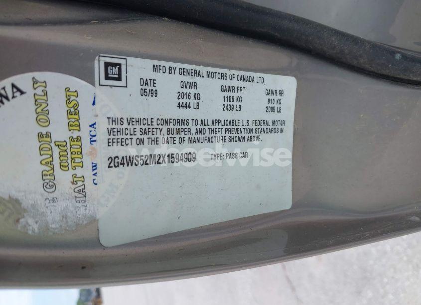 Photo 9 of 1999 Buick Century CUSTOM (VIN 2G4WS52M2X1594909)