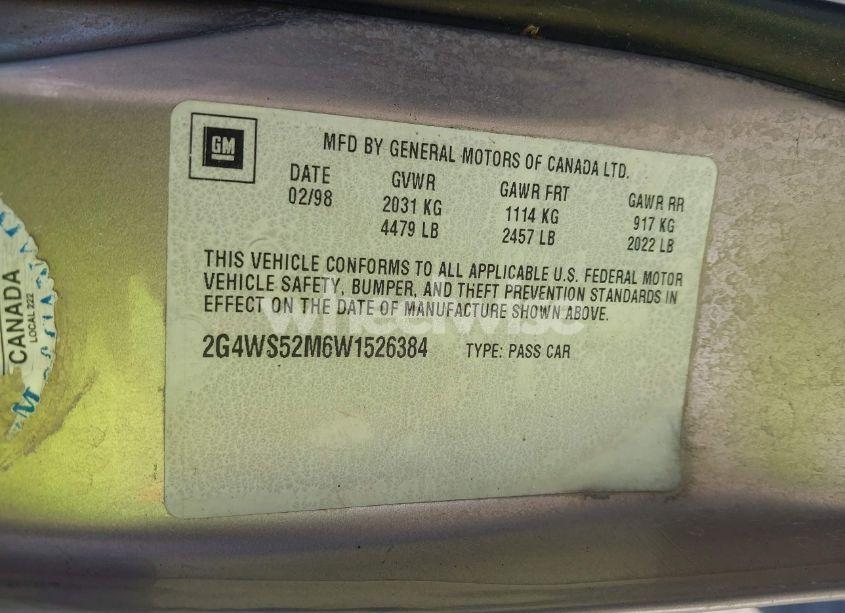 Photo 9 of 1998 Buick Century CUSTOM CMI (VIN 2G4WS52M6W1526384)