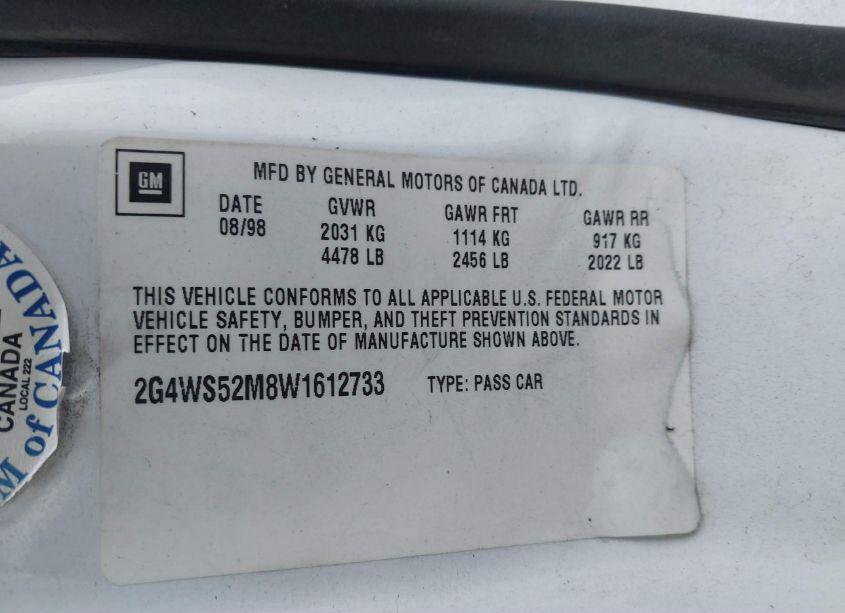 Photo 9 of 1998 Buick Century CUSTOM (VIN 2G4WS52M8W1612733)