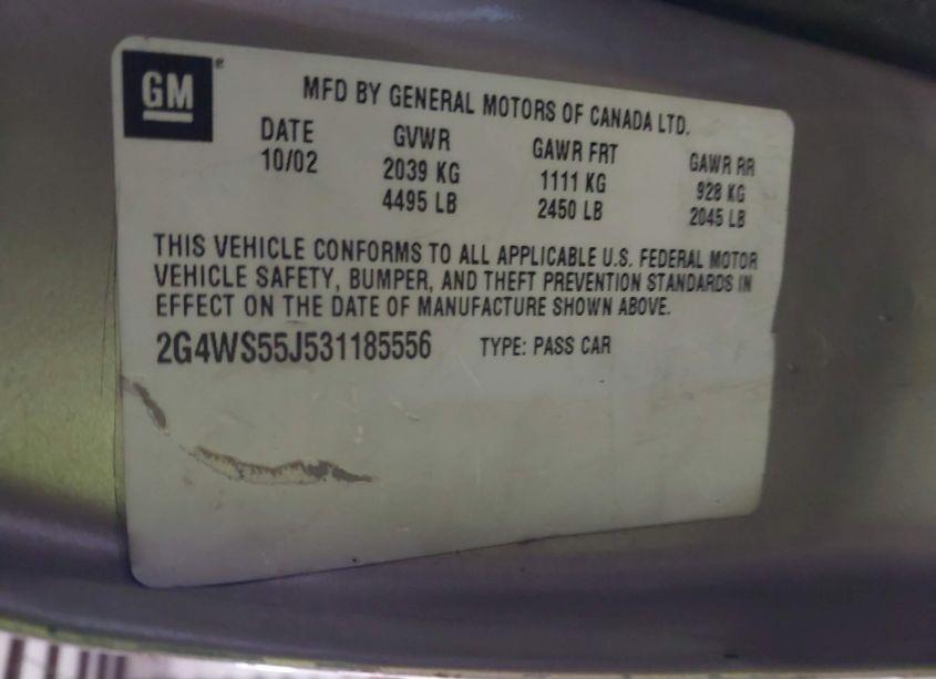 Photo 9 of 2003 Buick Century CUSTOM (VIN 2G4WS55J531185556)